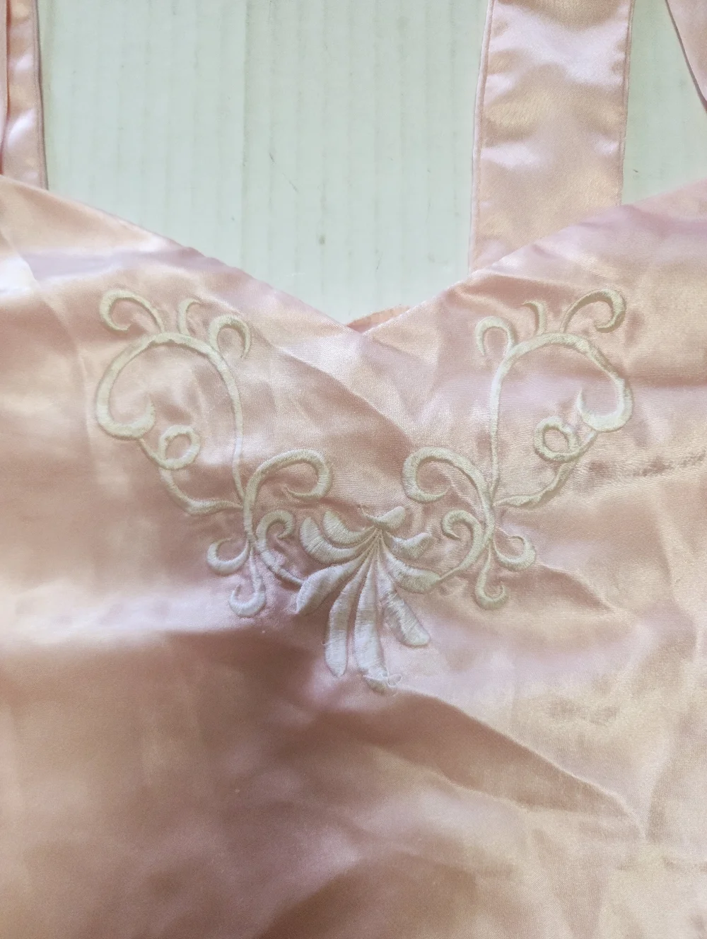 VINTAGE Women’s Pink Satin Slip Dress with Embroidered Bust - Picture 2 of 5